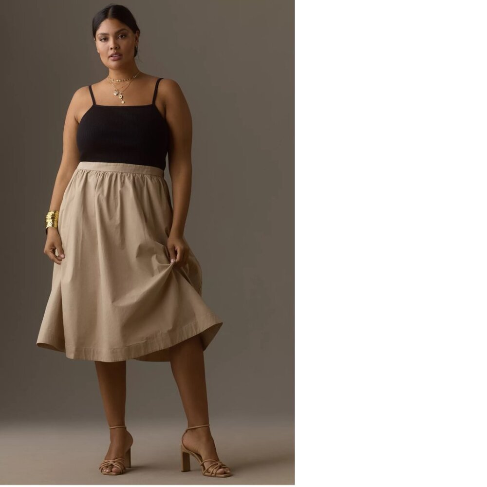 NWT Anthropologie Maeve Sleeveless Rib Poplin Twofer Midi Dress size 2X